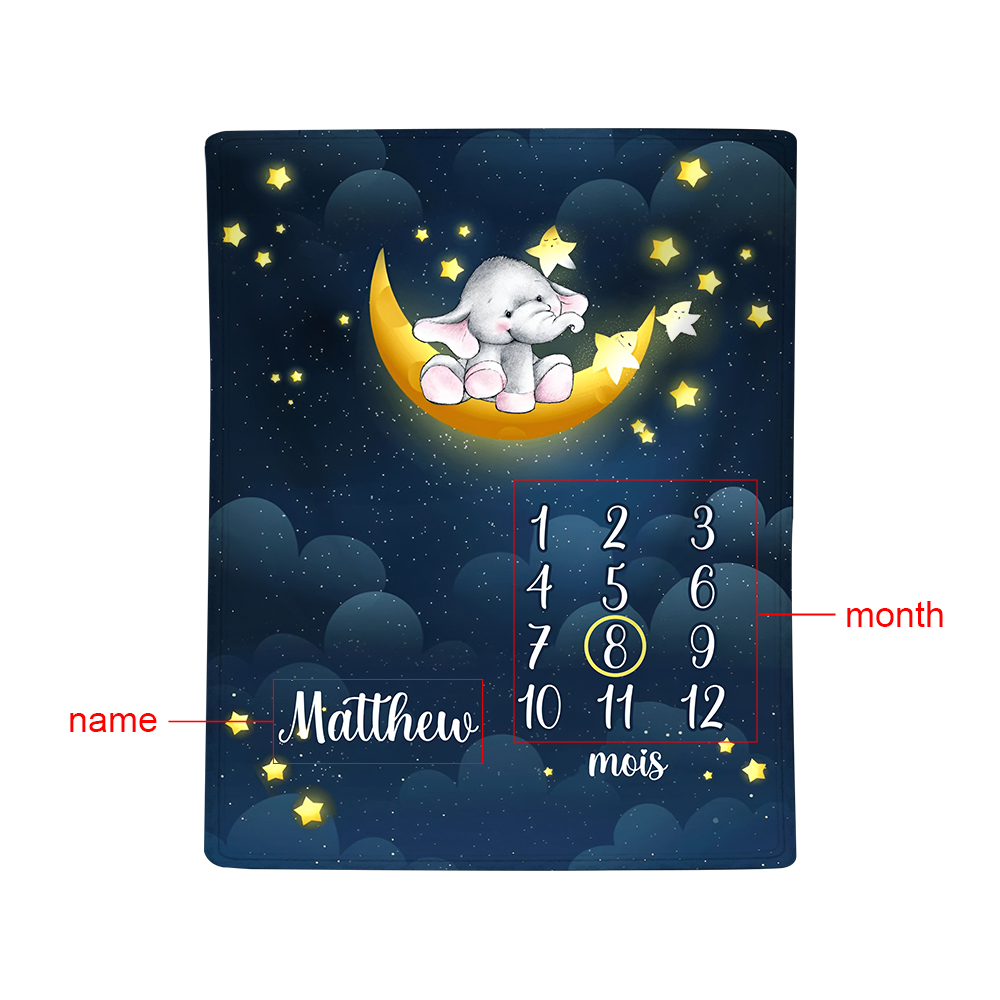 Couverture Plaids Polaire mensuelle 1 Prénom et Mois Personnalisés pour Bébé cadeau personnalise bebe 1 an | Jessemade