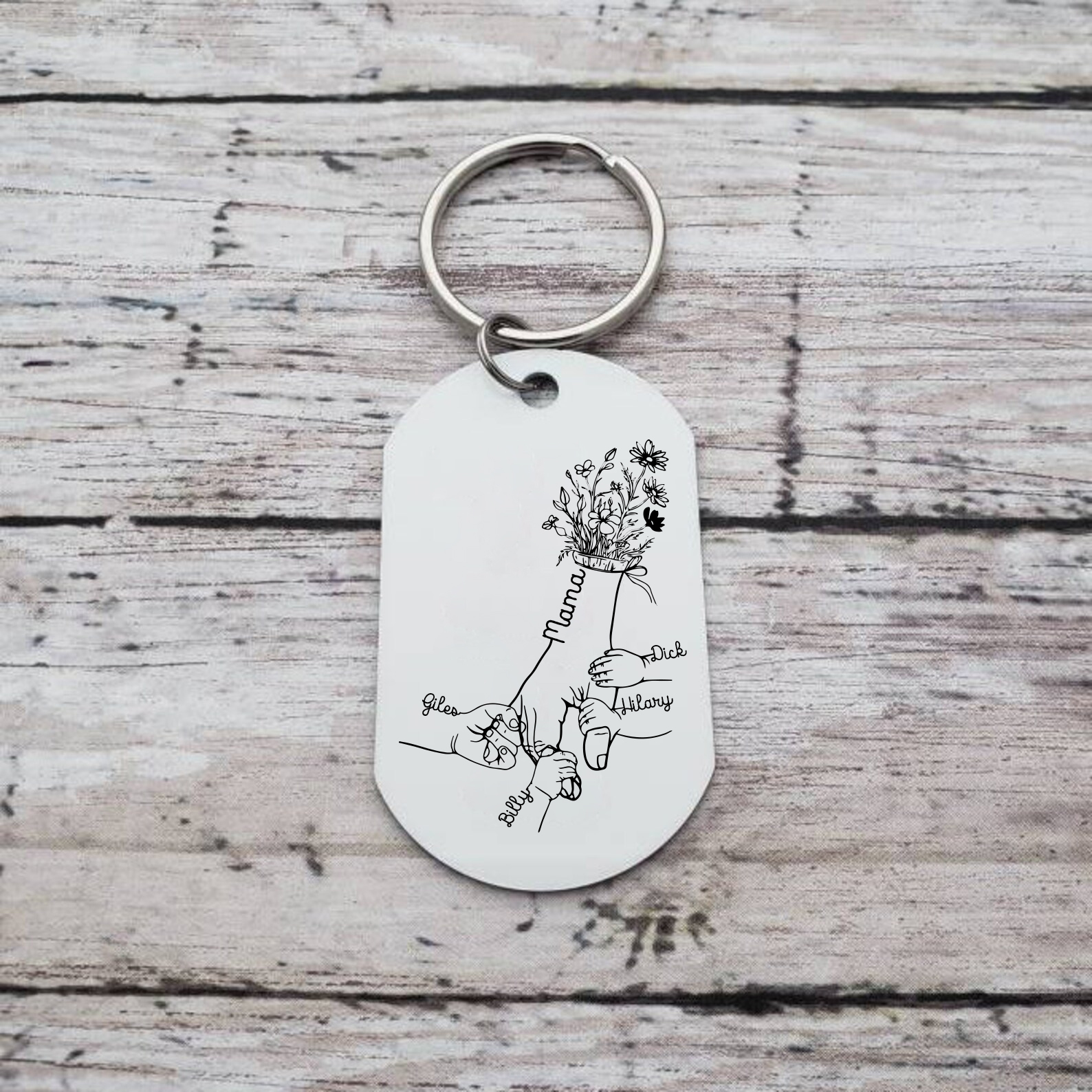 À Ma Maman/Mamie - Porte-Clés la Main dans la Main 2-7 Noms Personnalisés