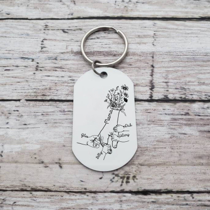 À Ma Maman/Mamie - Porte-Clés la Main dans la Main 2-7 Noms Personnalisés