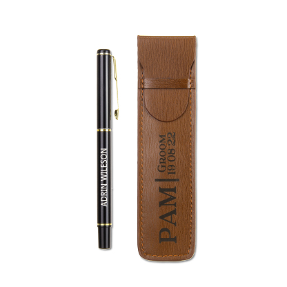 Jessemade FR Porte-Stylo en Cuir PU Prénom Personnalisé avec un stylo