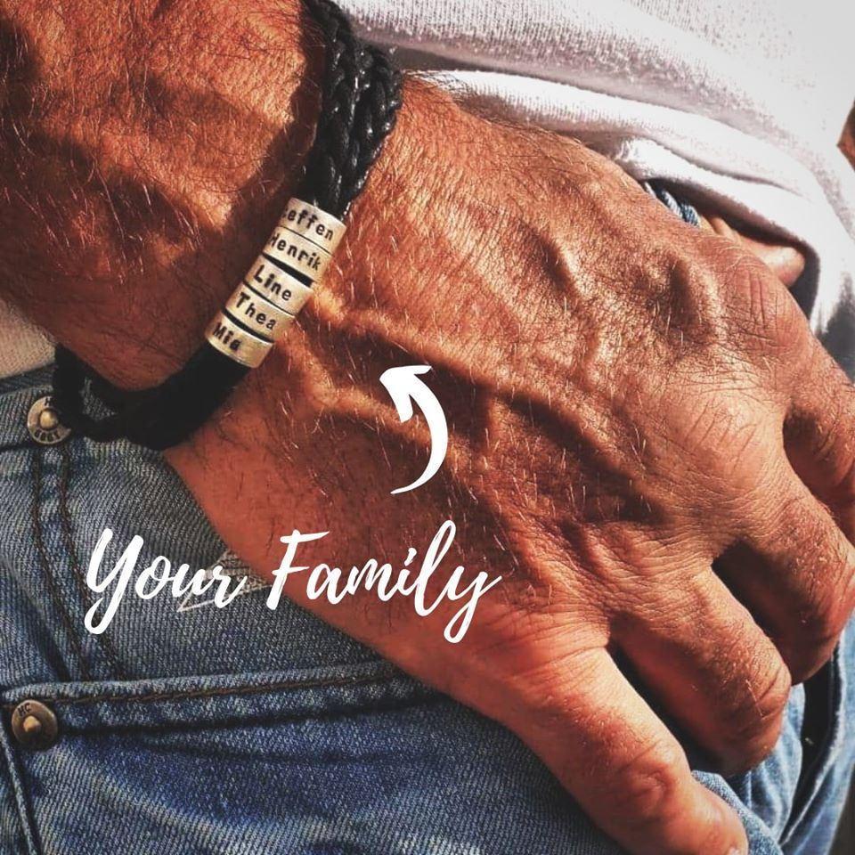 Bracelet Cuir tressé Prénom Personnalisé Bracelet Homme Avec 5 Perles