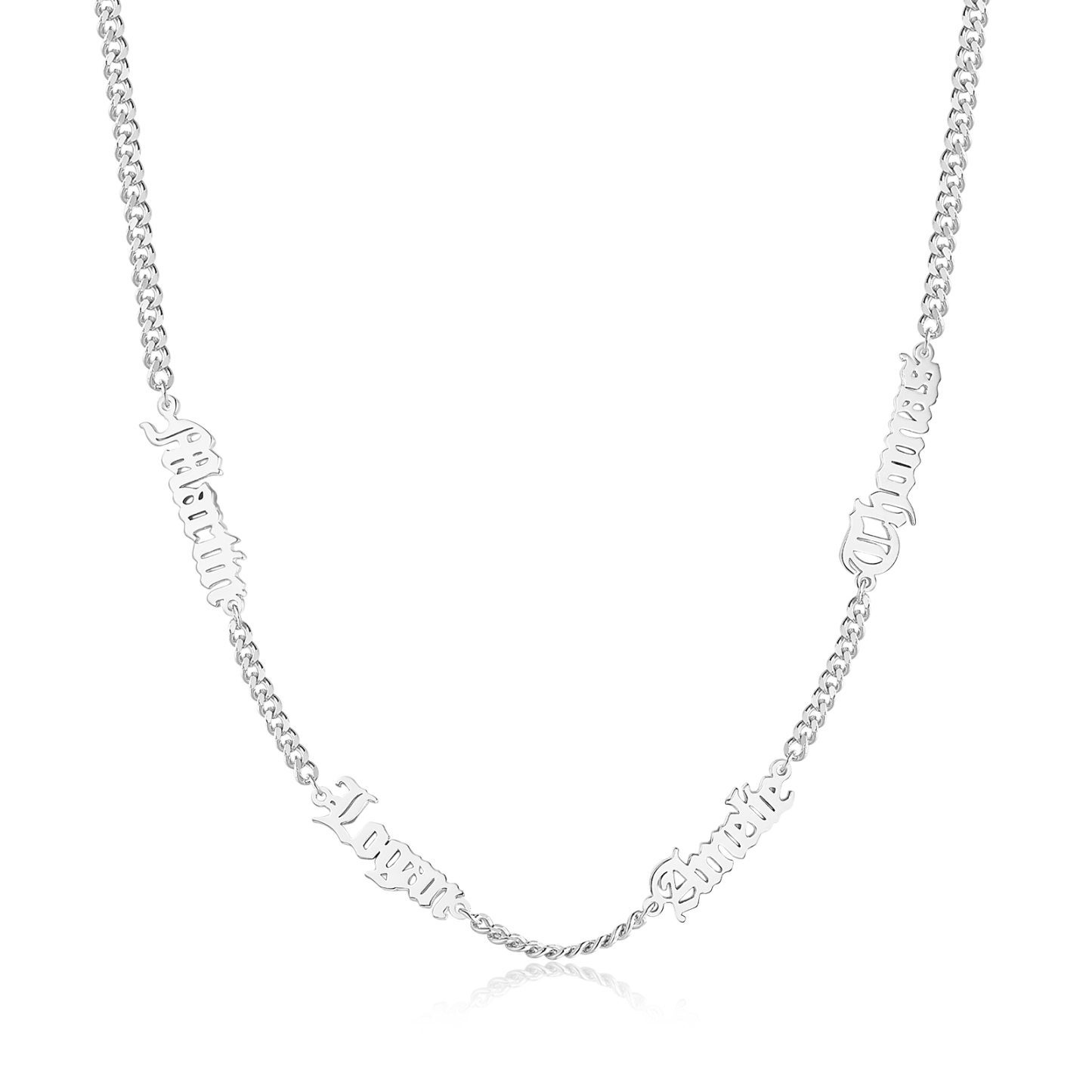 Collier Prénoms Gothique Personnalisable, 1-5 Noms