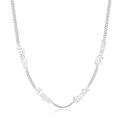 Collier Prénoms Gothique Personnalisable, 1-5 Noms