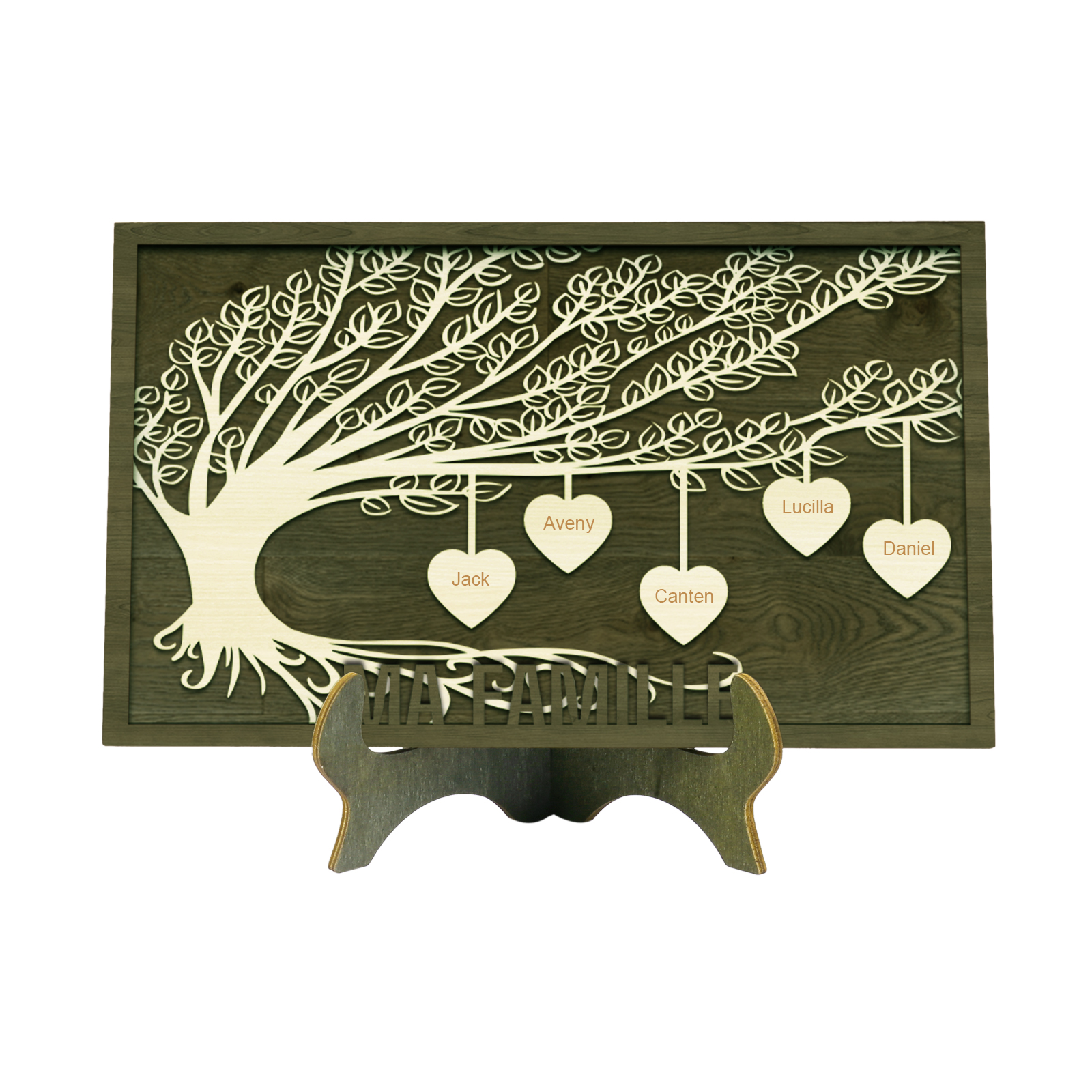 Décoration en bois Arbre de Vie 5 Prénoms Personnalisés Ornement Famille