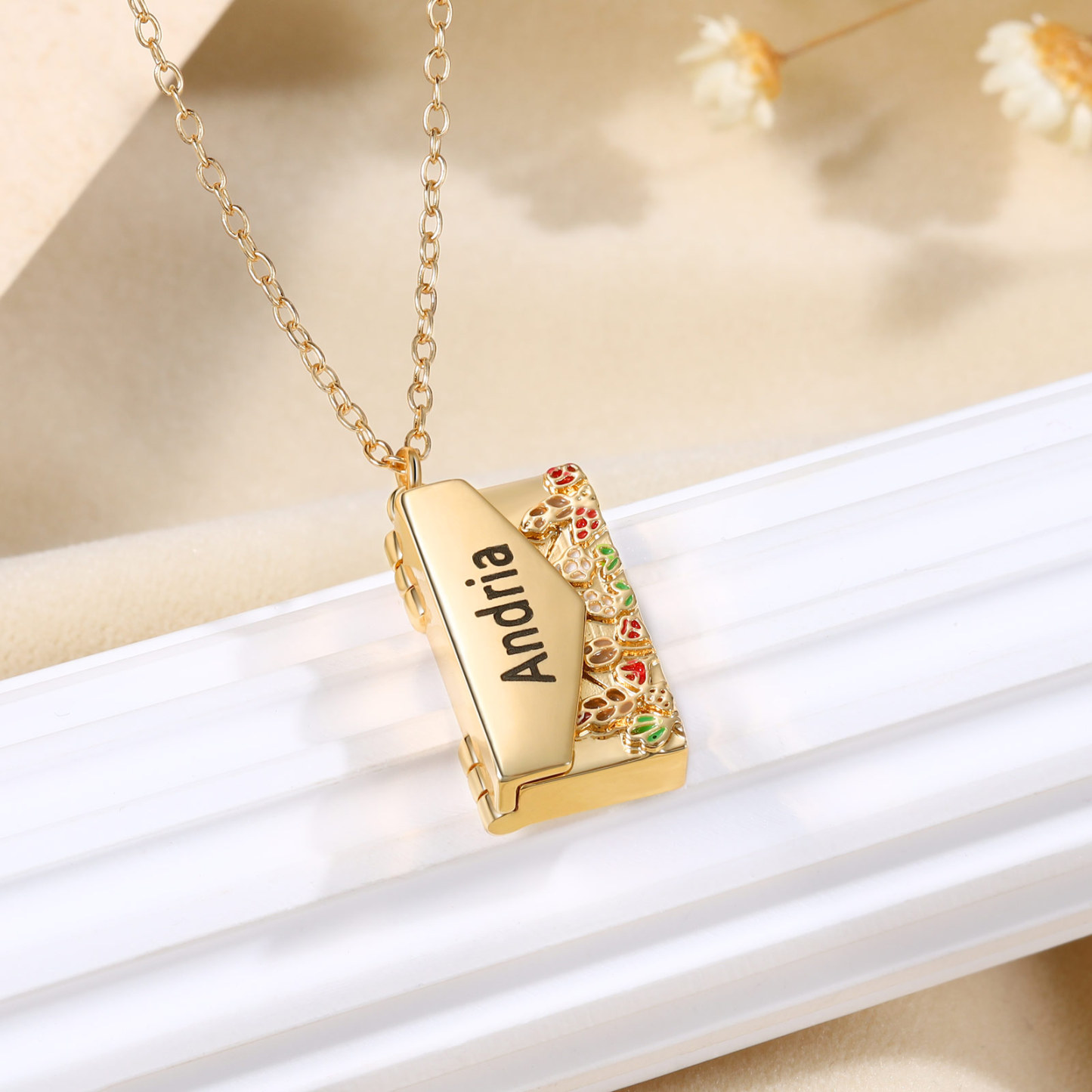 Collier Enveloppe 1 Prénom Personnalisé Collier Pendentif