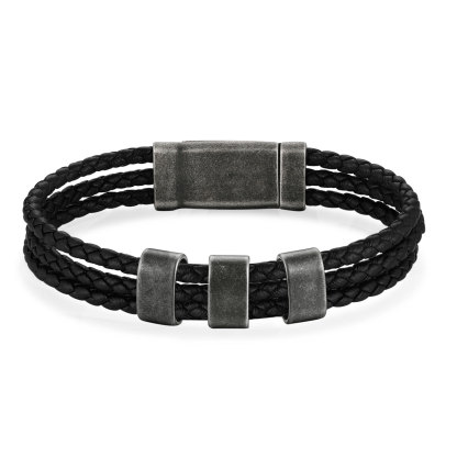 Bracelet 3 Prénoms Personnalisés avec Médaille en Acier Inoxydable | Cadeau Unique avec Gravure