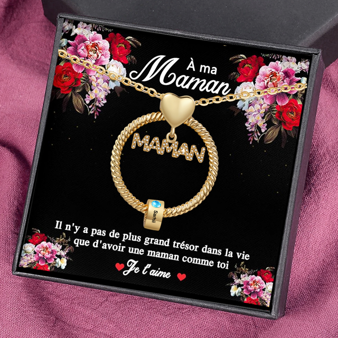 À ma Maman - Collier Pendentif 1 Prénom Personnalisé avec Pierre de naissance