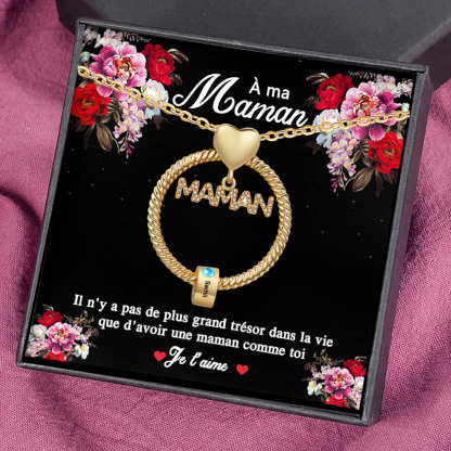 À ma Maman - Collier Pendentif 1 Prénom Personnalisé avec Pierre de naissance