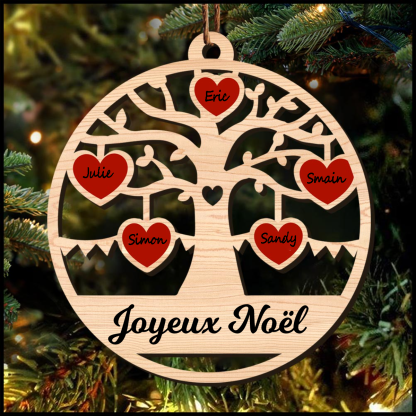 Ornements de Noël Arbre de vie Arbre 5 Prénoms Personnalisés