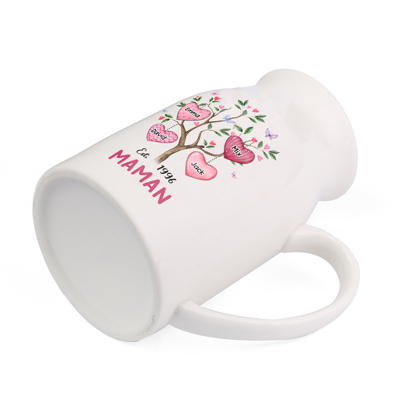 Vase à Fleurs Arbre 4 Prénoms Personnalisés avec Texte et Année Décoration de la Maison