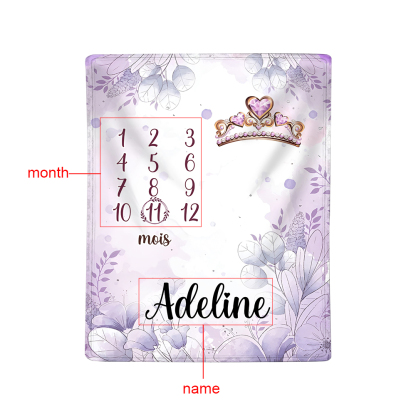 Couverture Plaids Polaire mensuelle 1 Prénom et Mois Personnalisés pour Bébé cadeau personnalise bebe 1 an | Jessemade