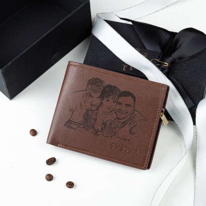 Portefeuille Photo Personnalisé avec Prénom et Lettre Classique Homme Porte-Monnaie Carte Cadeau pour Père | Jessemade