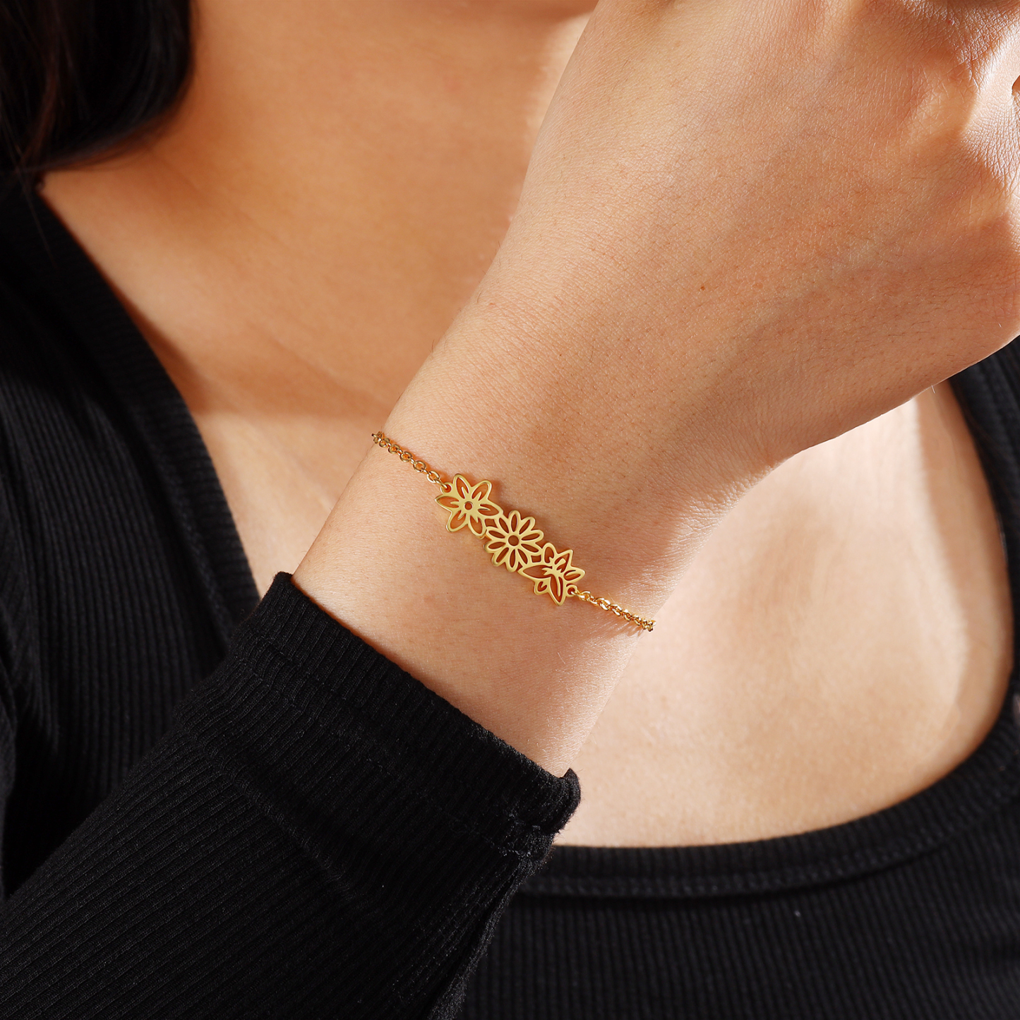 Bracelet 4 Fleurs de Naissance Personnalisées pour Femme