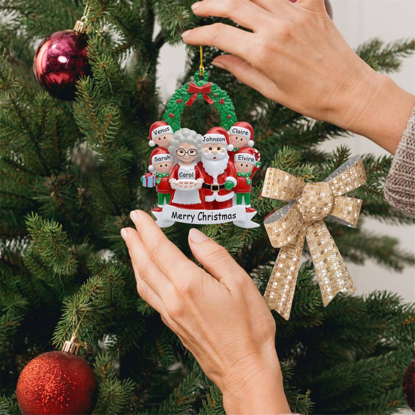 Décoration Sapin Noël Poupée 6 Prénoms Personnalisés et texte