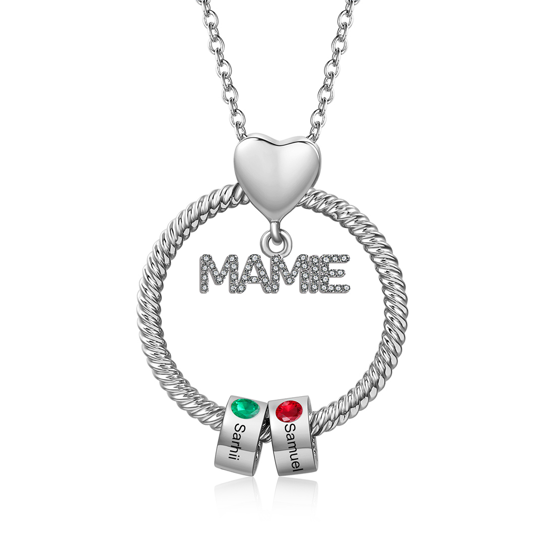 À ma Mamie - Collier Personnalisé avec 1-5 Prénoms et Pierre de naissance Collier Pendentif Or/Argent｜Jessemade