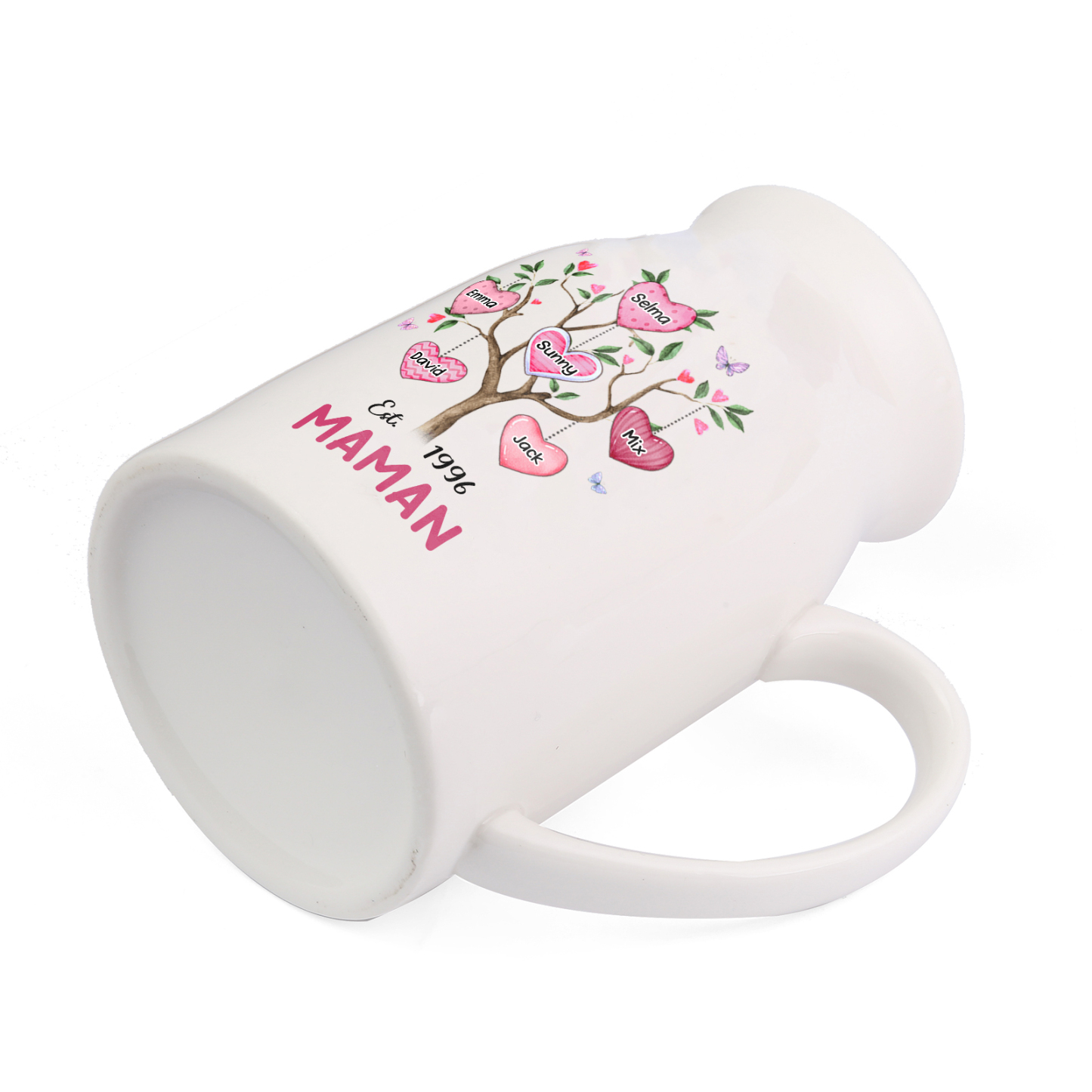 Vase à Fleurs Arbre 6 Prénoms Personnalisés avec Texte et Année Décoration de la Maison