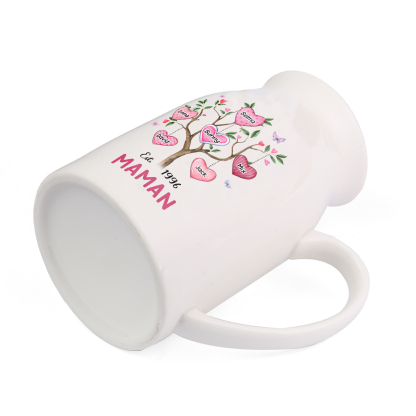 Vase à Fleurs Arbre 6 Prénoms Personnalisés avec Texte et Année Décoration de la Maison