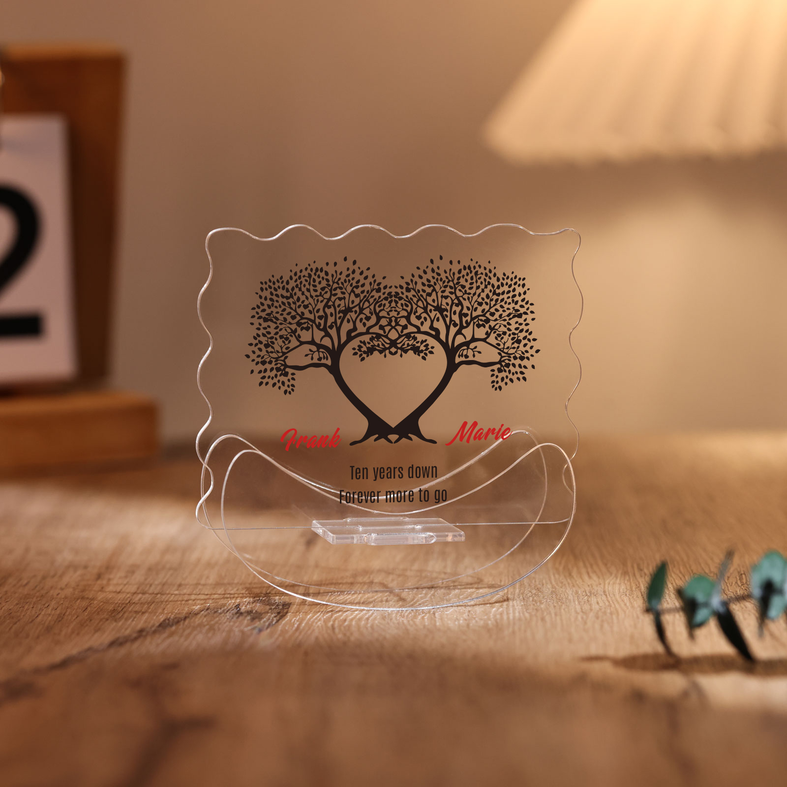 Ornements Panneau Acrylique 2 Prénoms et 1 Texte Personnalisés pour Couple