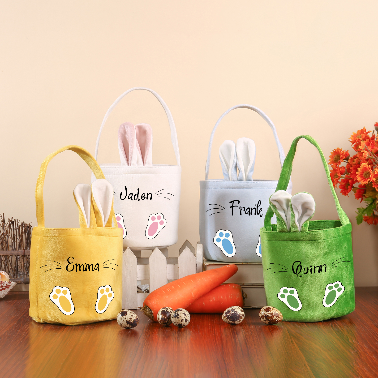 Sac de Pâques Lapin 1 Prénom Personnalisés Tote Bag Enfant