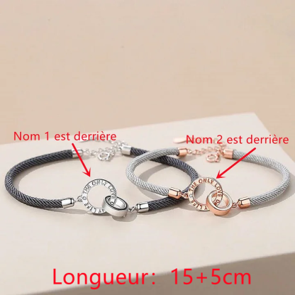2PCS Bracelets 2 Prénoms Personnalisés Bracelet en Commun pour Couple｜Jessemade