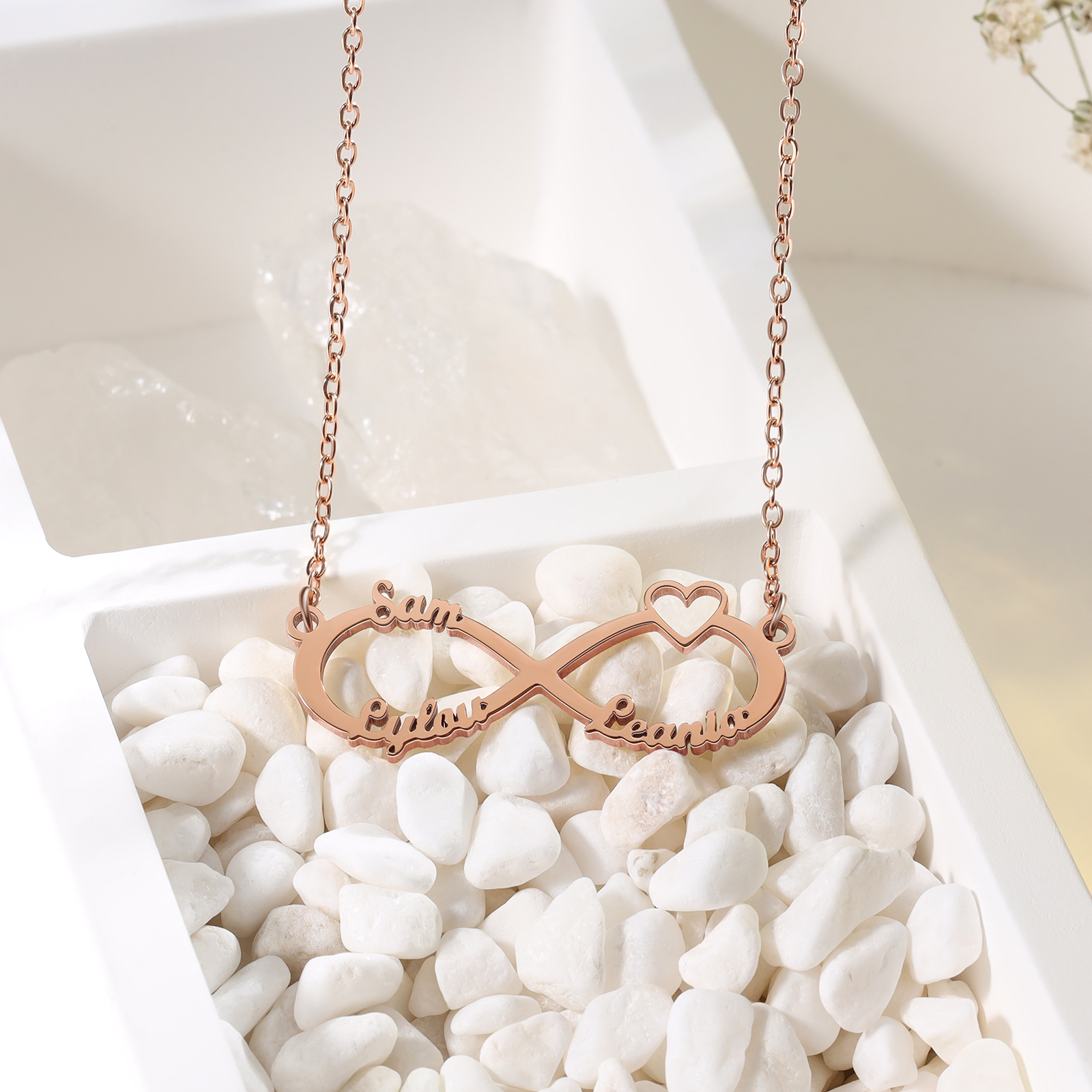 Collier amour et Infini 3 Prénoms Personnalisés Meilleur Cadeau Pour Vous