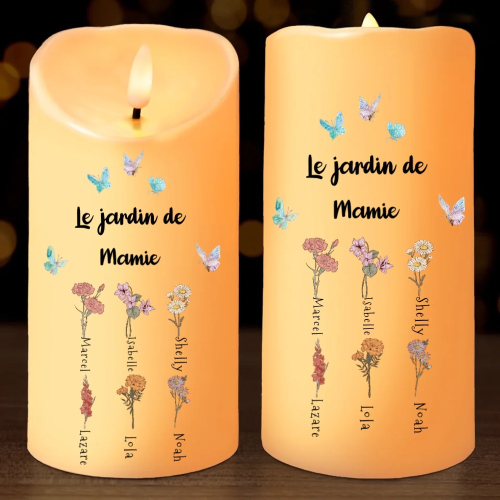 À ma Maman - Bougie Électronique Personnalisée avec 1-6 Prénoms  Le Jardin de Maman LED Lumières pour Maman | Jessemade