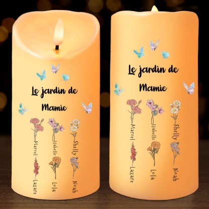 À ma Maman - Bougie Électronique Personnalisée avec 1-6 Prénoms  Le Jardin de Maman LED Lumières pour Maman | Jessemade