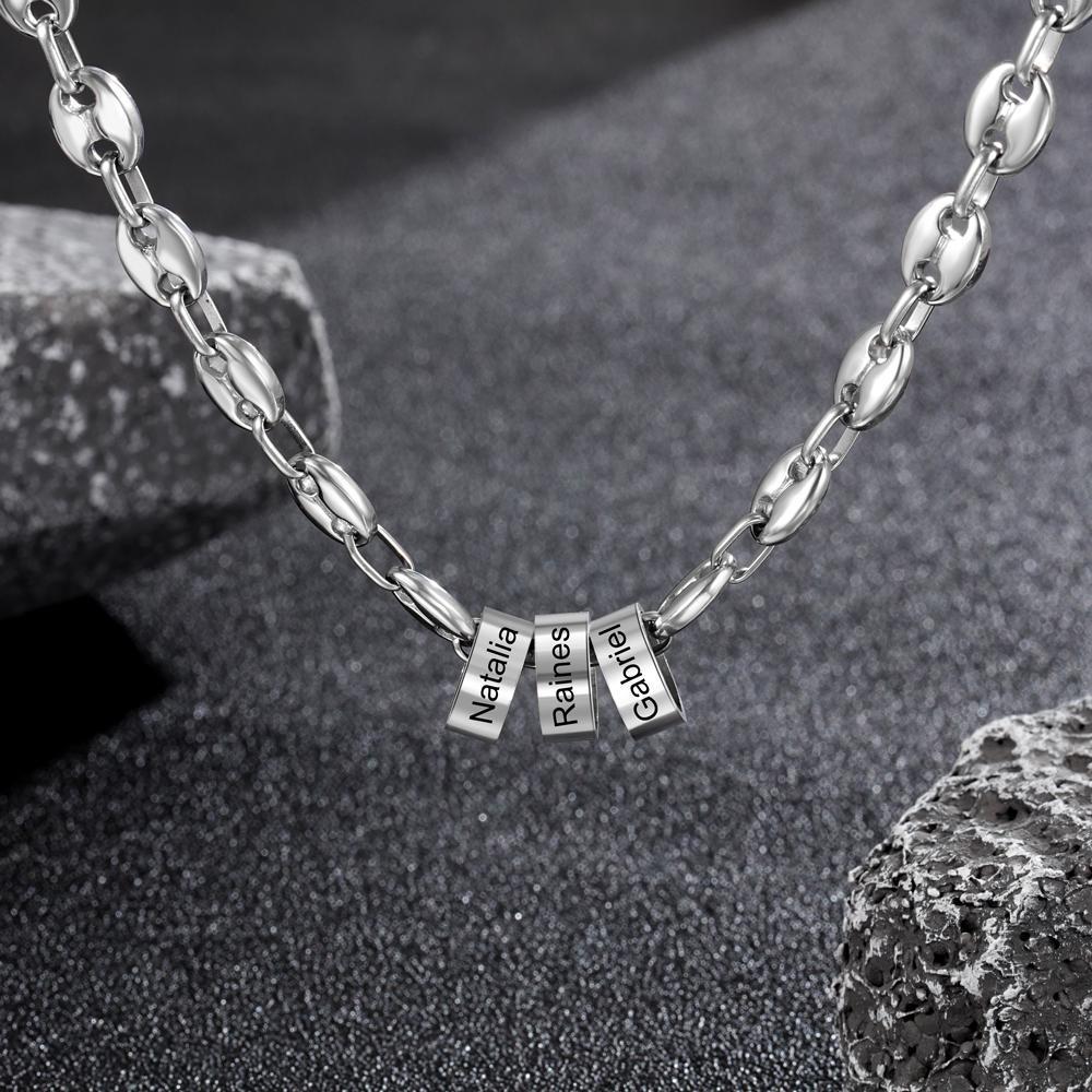 Collier à Breloques 2 Perles Collier Personnalisé Homme｜Jessemade