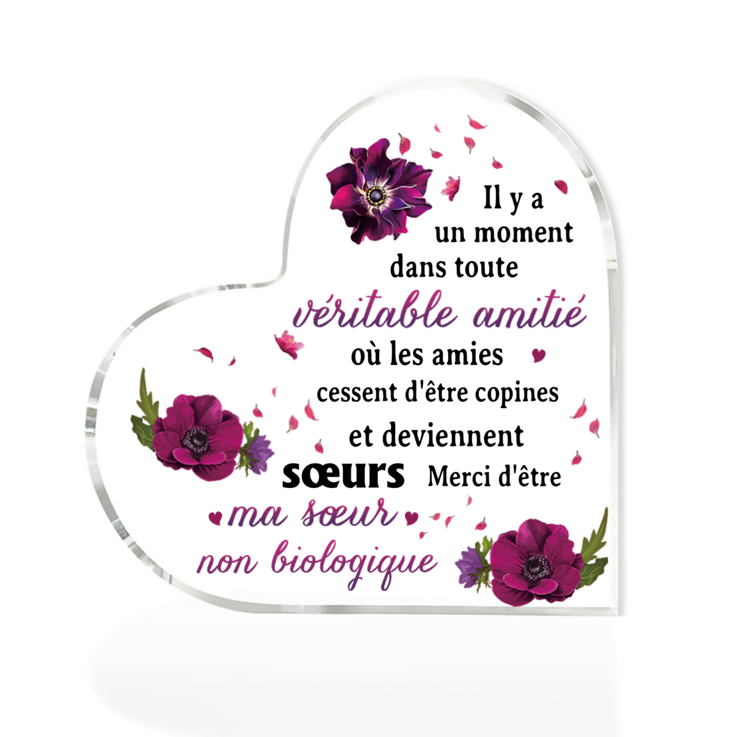 À Ma Meilleure Amie-Plaque Acrylique en Forme de Coeur