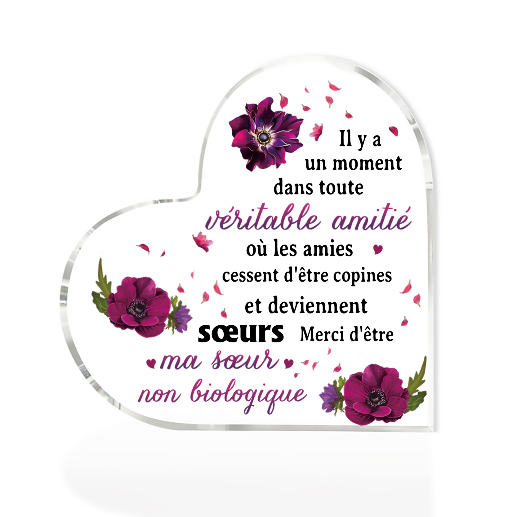 À Ma Meilleure Amie-Plaque Acrylique en Forme de Coeur