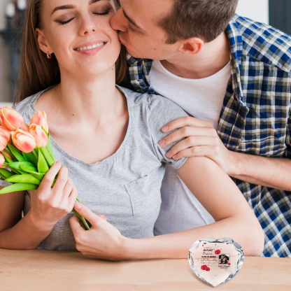 Décoration Cristal Cœur 2 Prénoms et 1 Photo Personnalisés avec Date pour Couple