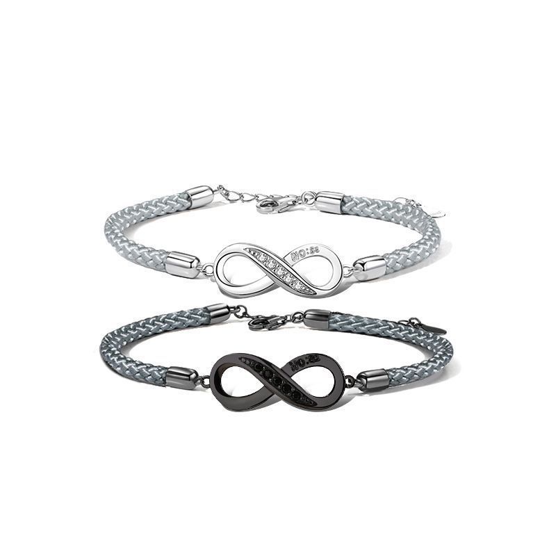2PCS Bracelets Infini 2 Prénoms Personnalisés pour Couple