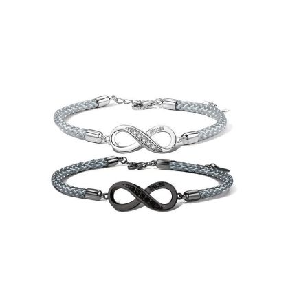 2PCS Bracelets Infini 2 Prénoms Personnalisés pour Couple