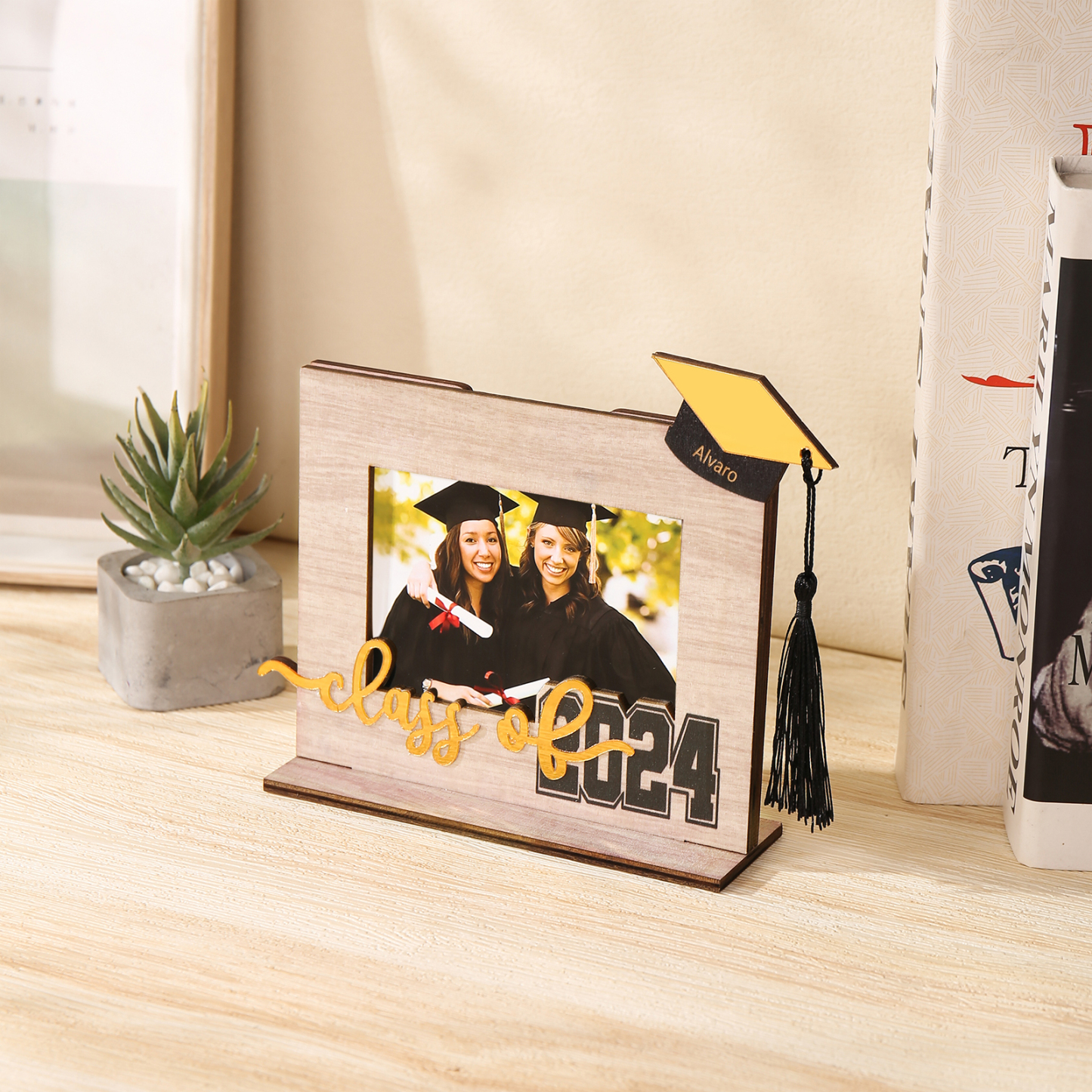 Cadre Photo Diplômé Prénom et Photo Personnalisés Décoration en bois Cadeau de Graduation