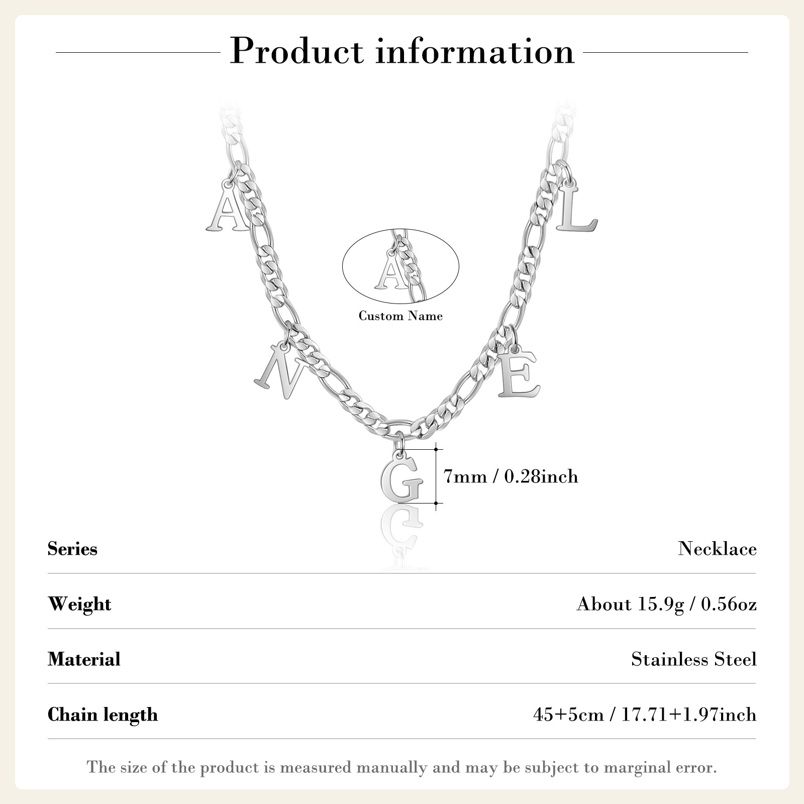 Collier Chaîne à Maillons Prénom Personnalisé 5 Lettres