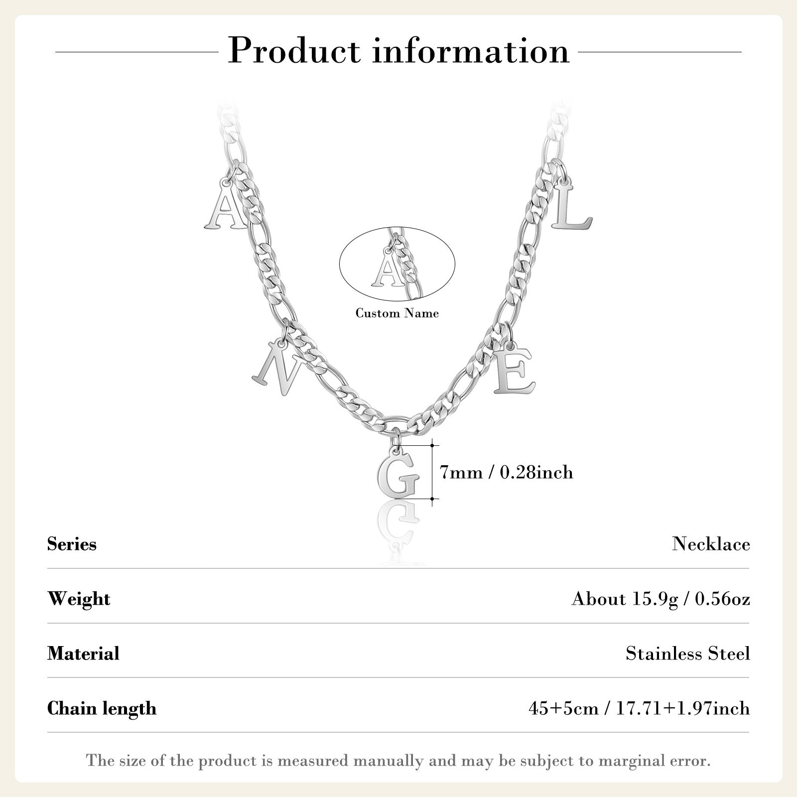 Collier Chaîne à Maillons Prénom Personnalisé 5 Lettres