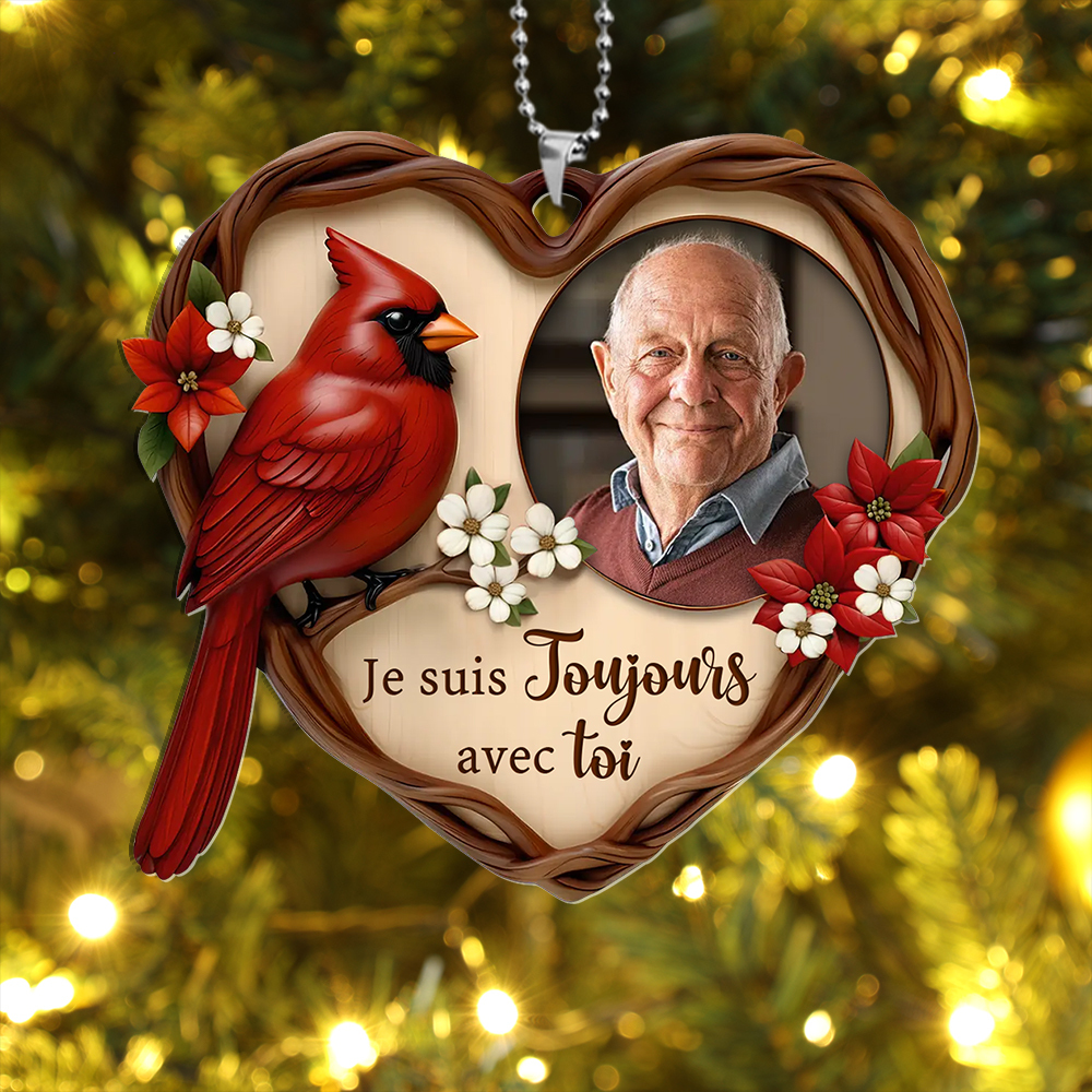 Décoration Sapin Noël Cardinal Mémorial Photo Personnalisée