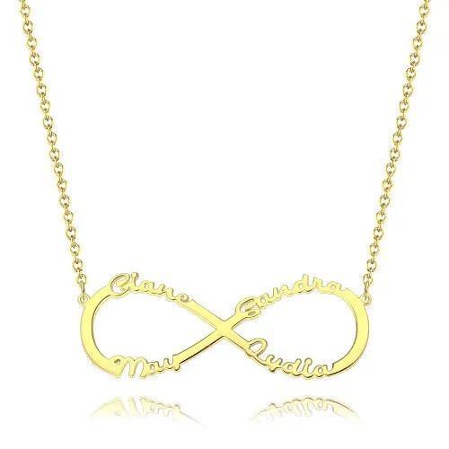 Collier 4 Prénom Infini en Argent 925 Quatre Prénoms