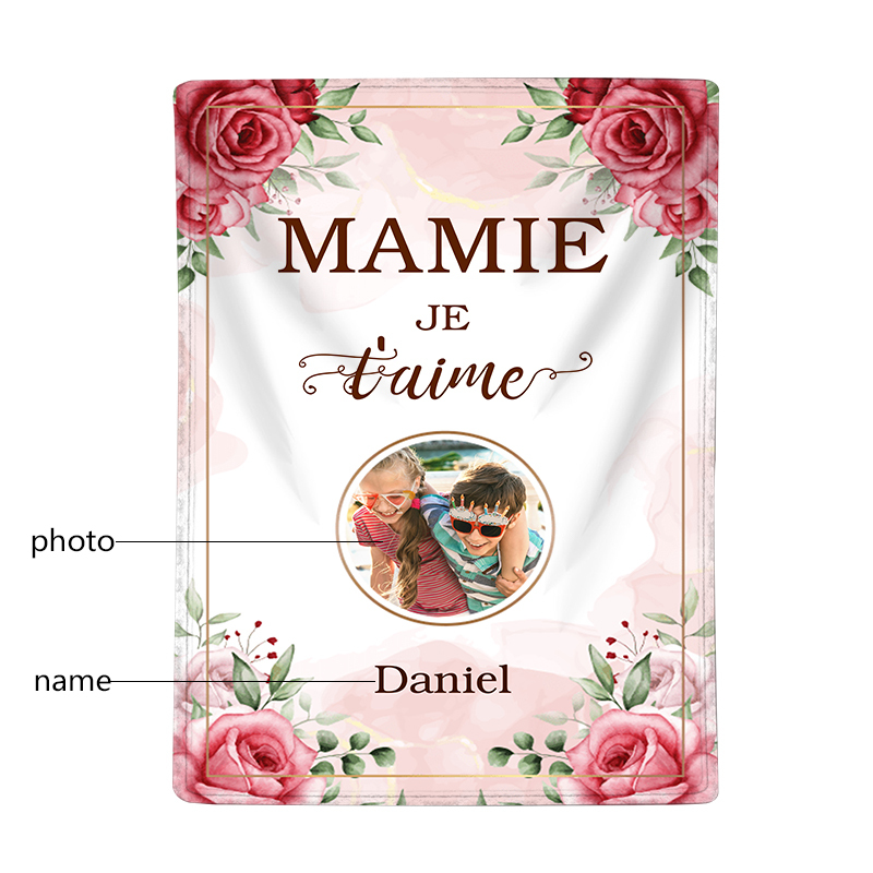 À ma Mamie - Couverture Plaids Polaire 1 Prénom et Photo Personnalisés