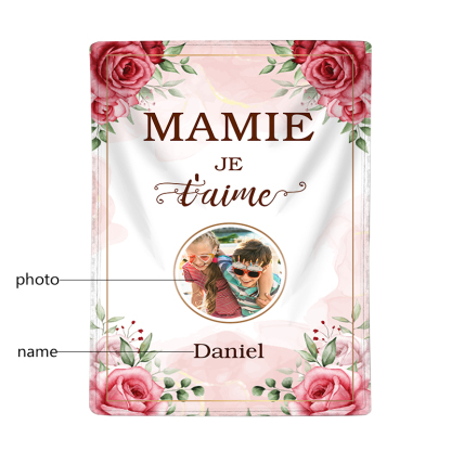 À ma Mamie - Couverture Plaids Polaire 1 Prénom et Photo Personnalisés