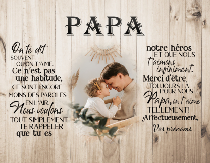 PAPA - Cadre en bois personnalisé texte avec photo | Cadeau Fête des Pères | Jessemade