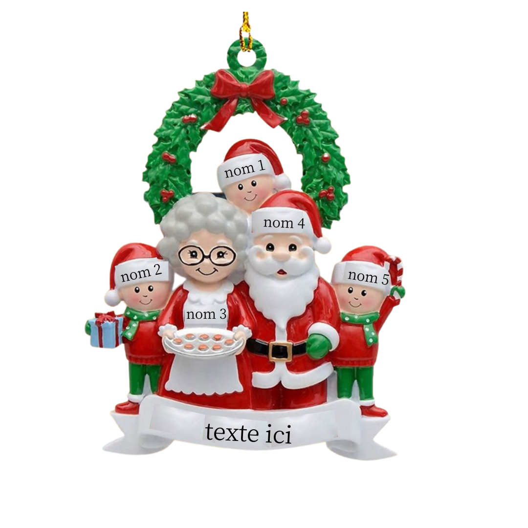 Décoration Sapin Noël Poupée 5 Prénoms Personnalisés et texte