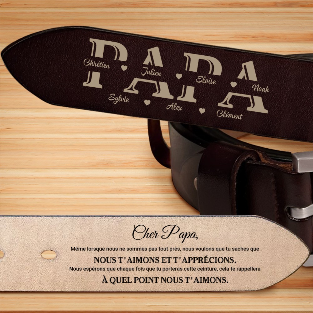 À mon Père - Ceinture en Cuir 1-10 Prénoms Personnalisés Cadeau pour Homme | Jessemade
