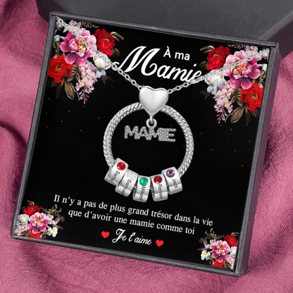 À ma Mamie - Collier Personnalisé 5 Prénoms et Pierre de naissance Or/Argent｜Jessemade