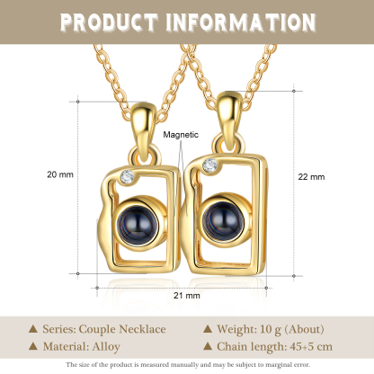 100 langues "Je t'aime" collier 2PCS Collier de projection photo personnalisé｜Jessemade