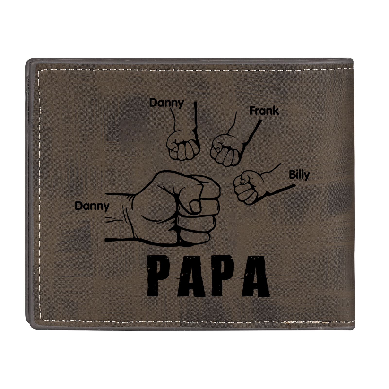 À mon Papa - Portefeuille Poings 4 Prénoms Personnalisés avec Photo Classique Homme Porte-Monnaie Carte