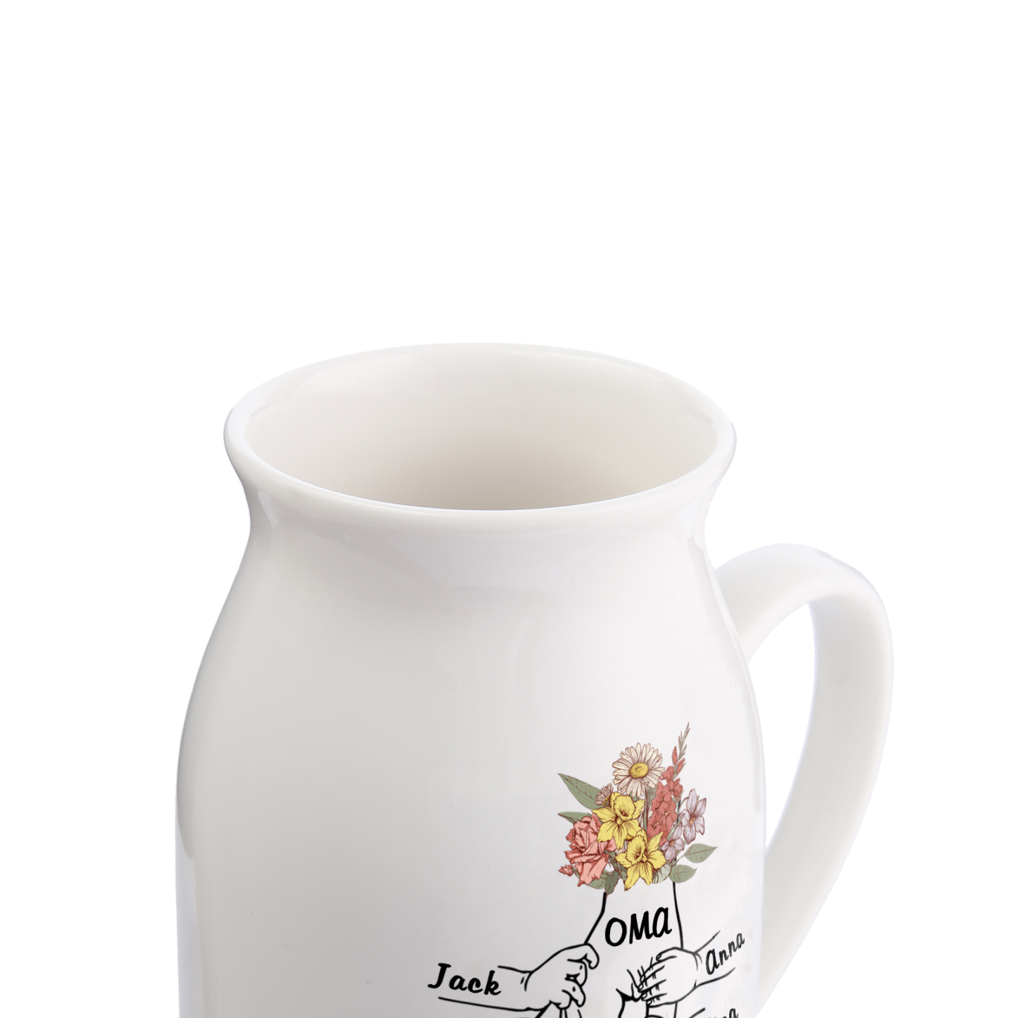 Vase à Fleurs la main dans la main 5 Prénoms Personnalisés avec Texte Décoration de la Maison