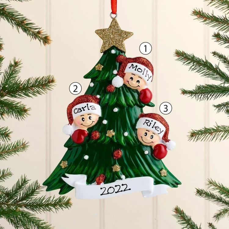 Décoration Sapin Noël Poupées avec Sapin de Noël 3 Prénoms Personnalisés avec texte