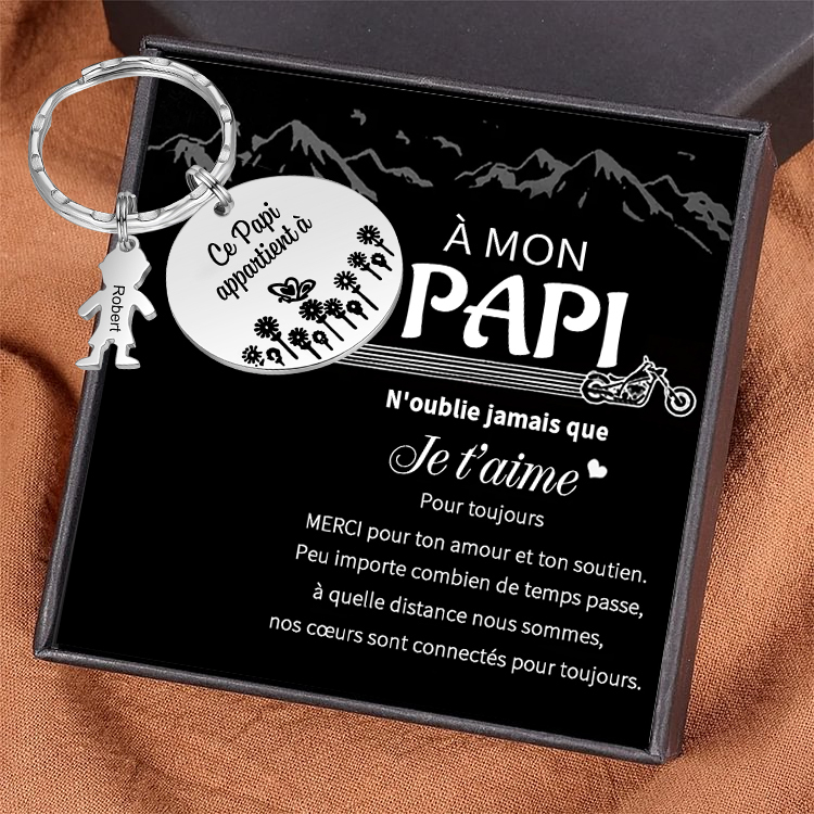 À Mon Papi - 1-5 Noms Porte-Clés Personnalisés Avec Breloques Enfants
