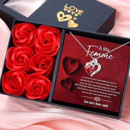 A ma fille-Collier coeur 1 Prénoms Personnalisés avec pierre de naissance